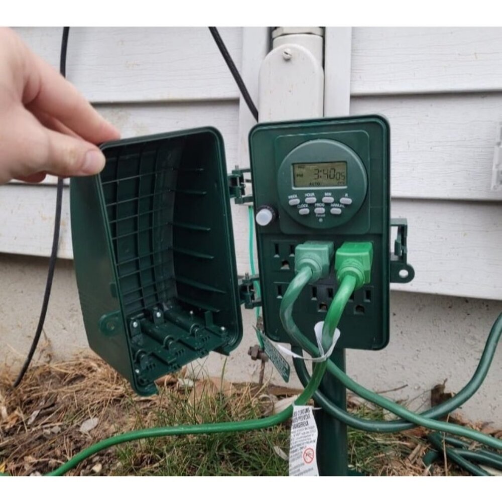 24 Hour Mechanical Outdoor Multi Socket Timer, 6 Outlet Garden Power Stake